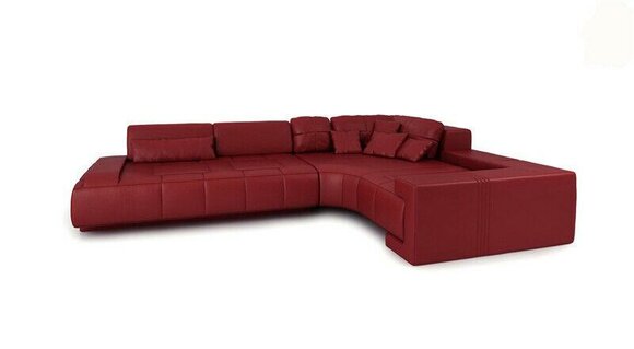 Leather Modern Couch Living Landscape Leather Sofa Sofa Set L Shape Red Corner