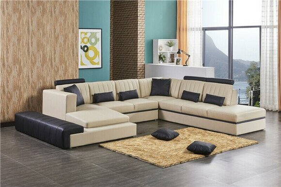 Leather Modern Couch Living Area Leather Sofa Set Sofa U-Shape Set