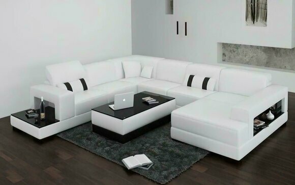 Corner Sofa Sofa Couch Upholstery Living Landscape Leather Corner Sofas Set U Shape White
