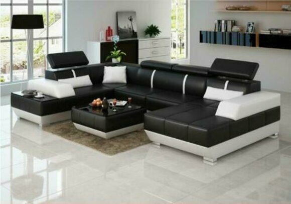 Design Living Landscape U Shape Big Corner Sofa Couch Upholstery XXL Set Leather