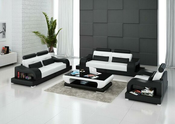 Sofa leather upholstery seat set 3 + 2 + 1 design couch sets sofas USB New