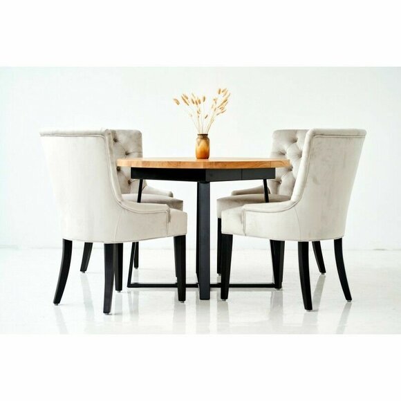 Design dining room table + 6 chesterfield reclining chairs seat group chairs wood chair