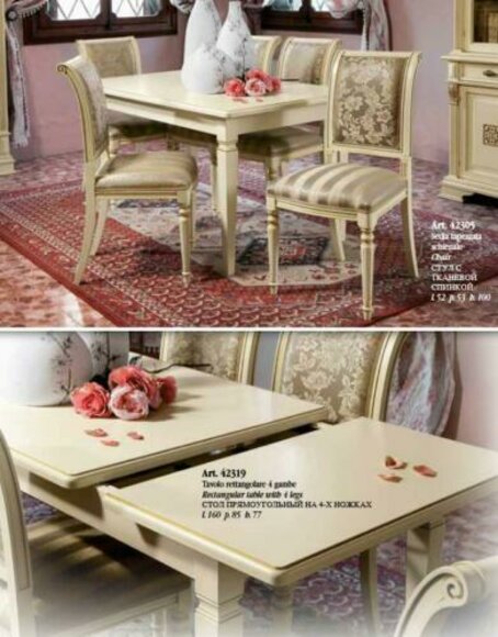 Dining Table + 4x Chairs Group Dining Room Real rood Set 5pcs Set Furniture