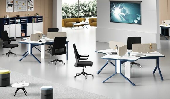 Table Office furniture Tables Call center Wood 3 workstations Desk