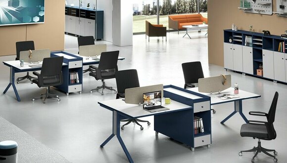 Table office furniture furnishings tables call center 4 workstations desk wood