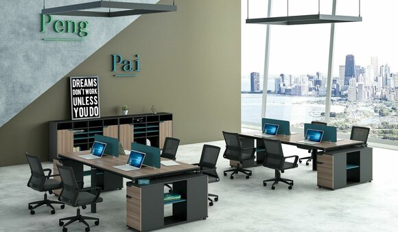 Office furniture Tables Call center table Wood 4 workstations Desk