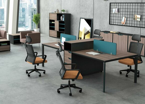 Desk workstation table 4 workstations counter wooden tables office furniture