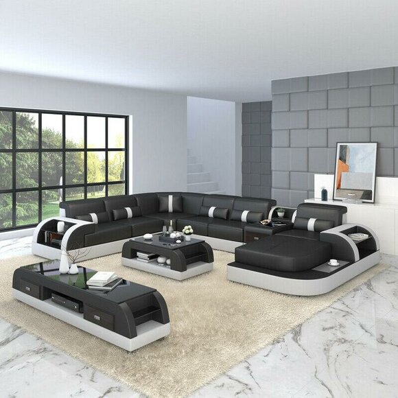 U Shape Sofa Couch Upholstery Living Room Set Design Corner Sofa Leather Upholstery