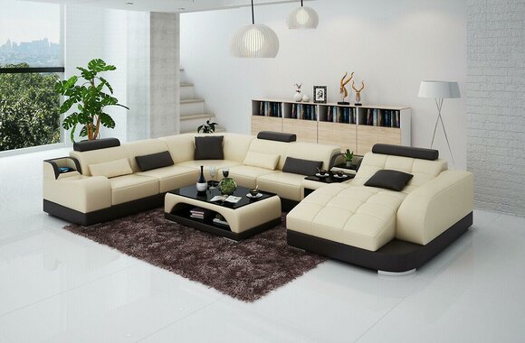 Leather Corner Sofa Designer Sofa U Shape Living Landscape Couch Upholstery Corner Sofa New