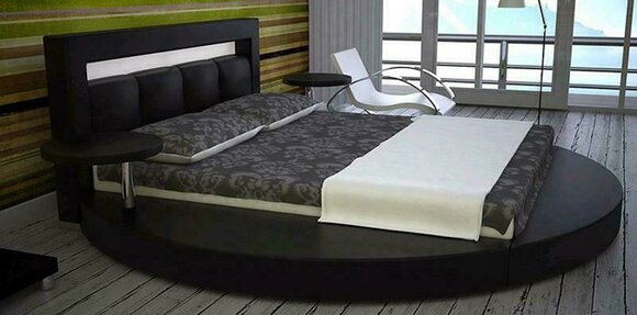 Modern style luxury design round double bed for marriage couple made of real wooden frame