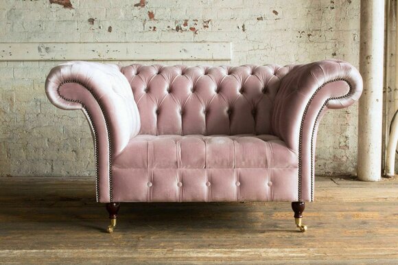 Armchair Upholstery Furniture Chesterfield Pink Couch Textile Leather Fabric Sofa Single Seater