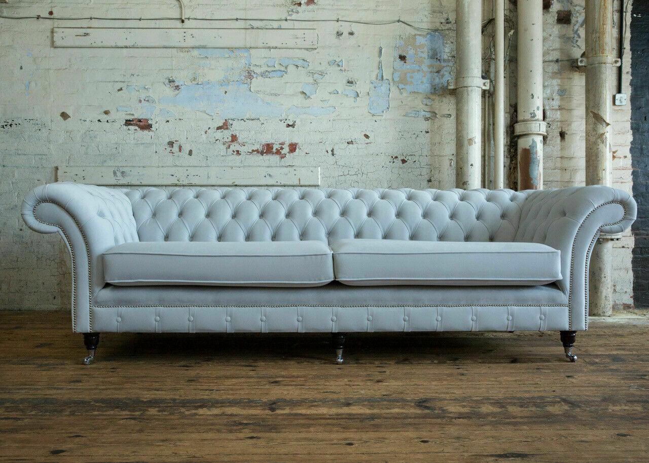 Chesterfield 4 Seater Cushion Couch Modern Style Velvet Textile Fabric Sofa Couches