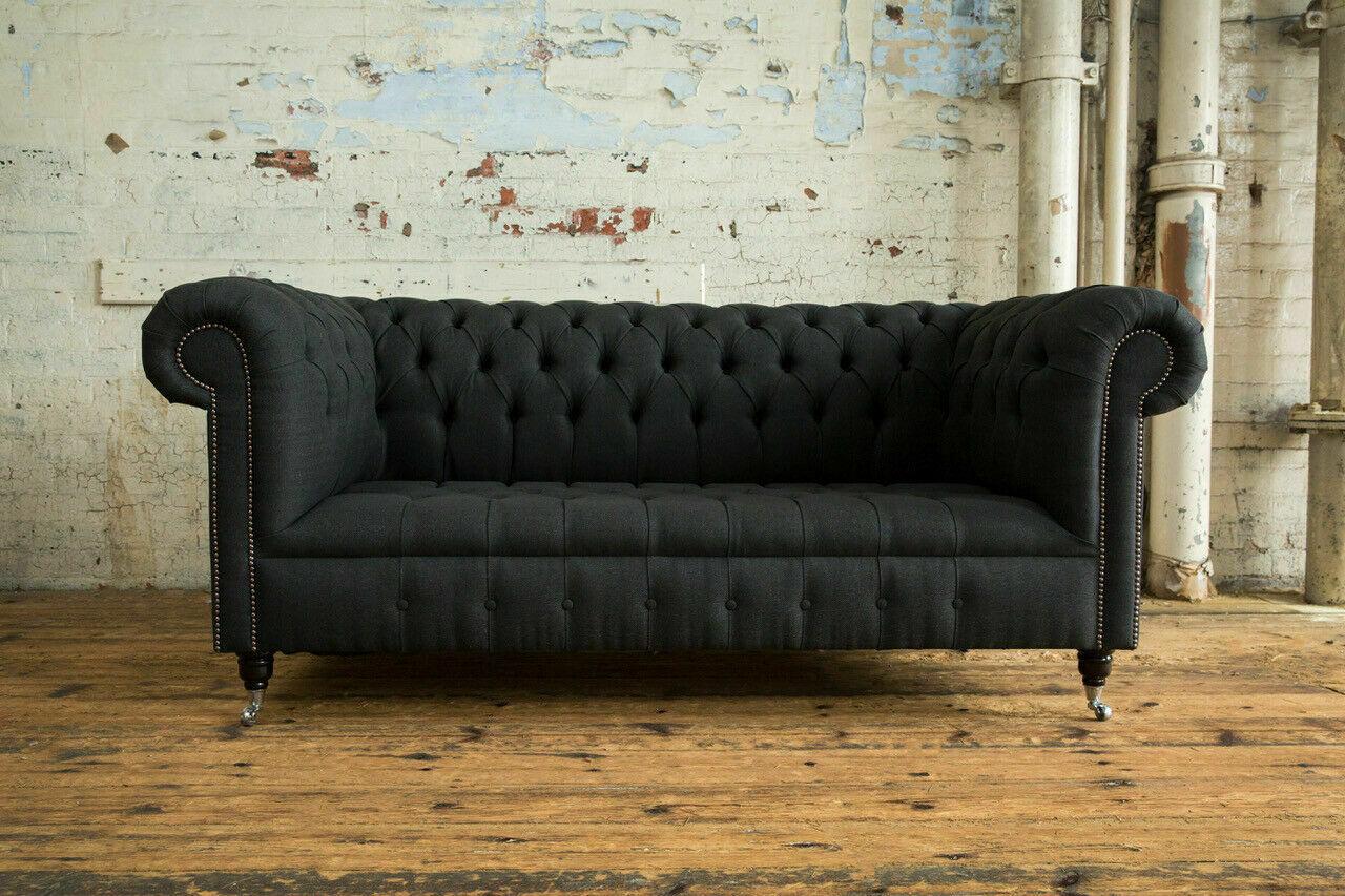 3 Seater Chesterfield Upholstered Sofas Design Luxury Couch Sofa Velvet Couches Black