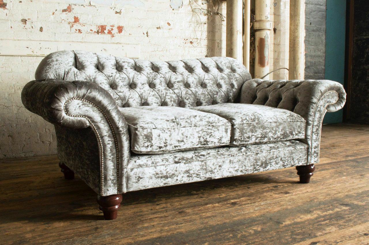 Design Chesterfield Textile Fabric Sofa 2-Seater Fabric Couch Upholstery Sofas Couches
