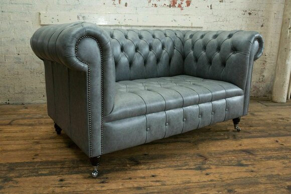 Sofa Chesterfield 2 Seater Couch Upholstery Seat Textile Fabric Leather Couches Sofas