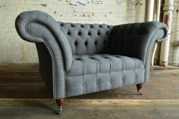 Chesterfield Design Fabric Couch Armchair 1.5 Seater Upholstery Sofas Lounge New
