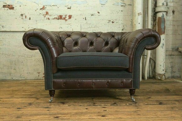 Chesterfield Sofa Couch Upholstery Set 1,5 Seater Sofas Classic Single Seater