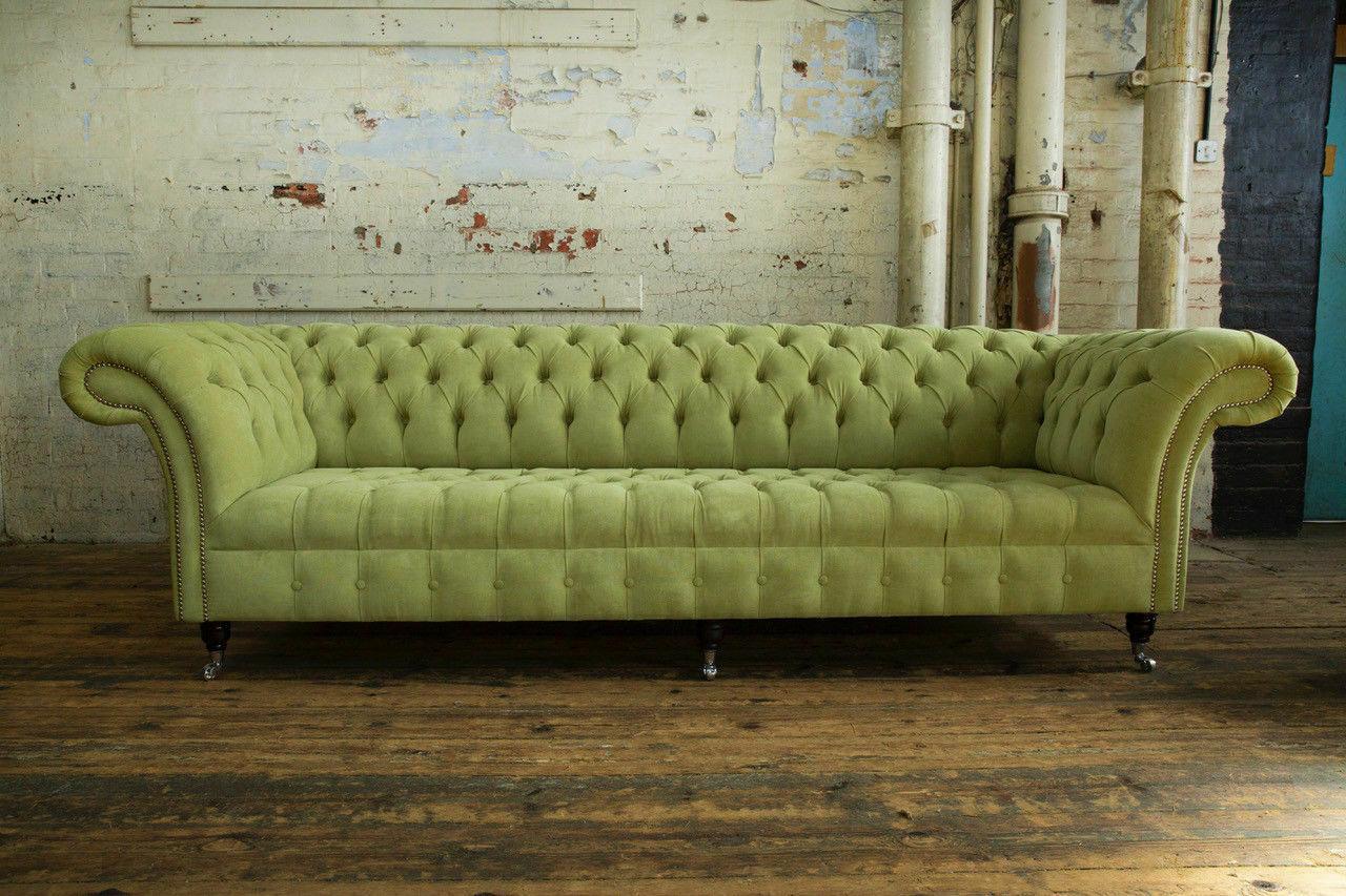 Classic Chesterfield Sofa 4 Seater Sofas Couches Leather Green Design Upholstery