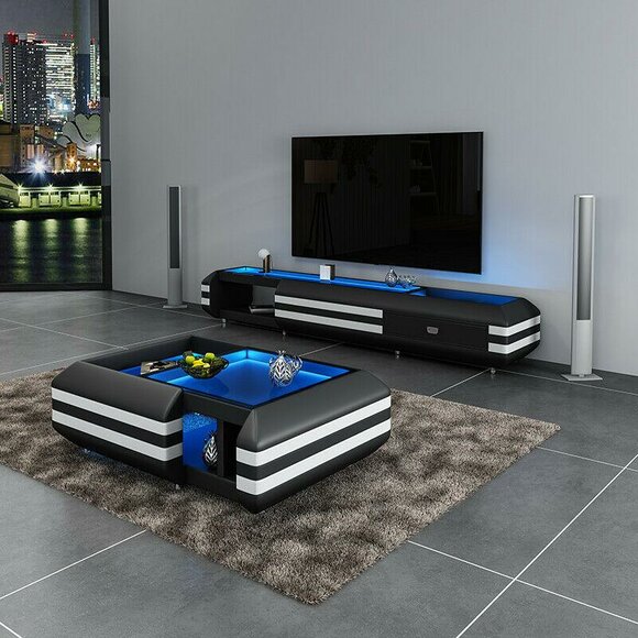 Sideboard leather rtv illuminated living room furniture designer lowboard side boards
