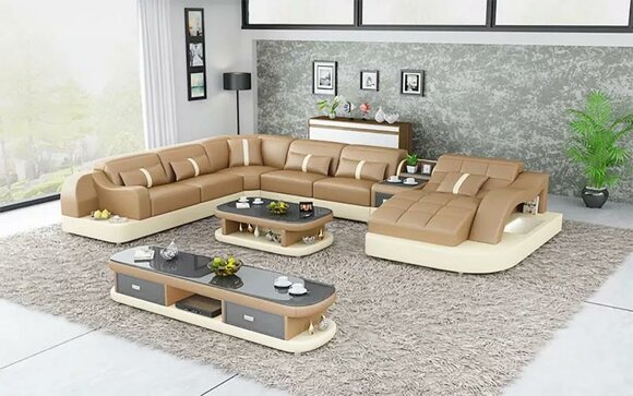 Design Sofa Complete Set Upholstery Corner Sofa Couch Sideboard Table