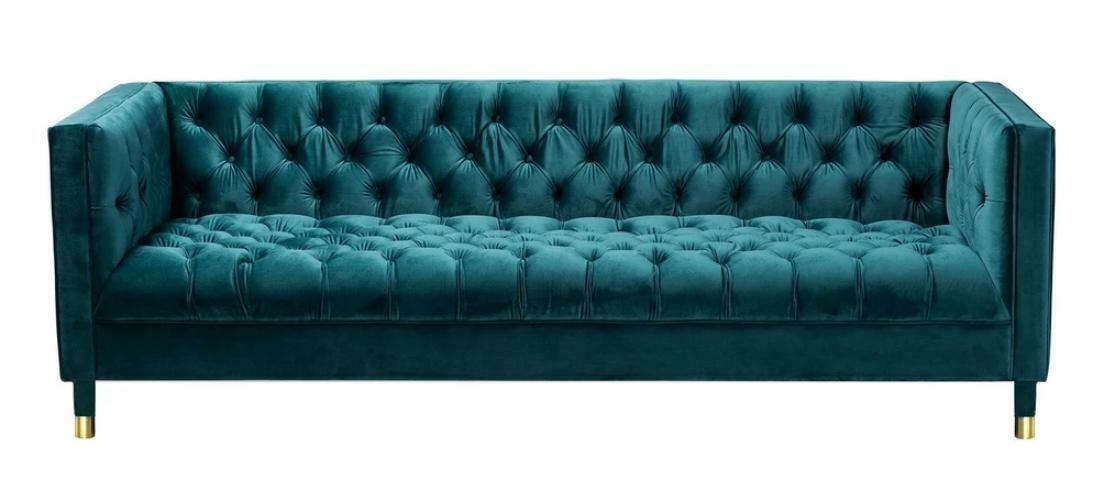 Chesterfield Sofa Blue Sofas Textile Fabric Couches Furniture 4 seater xxl big new