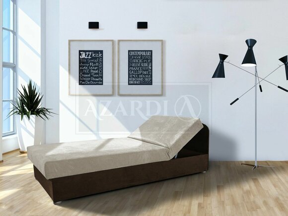 Designer single bed with adjustable headrest in modern style textile/fabric/leather upholstered