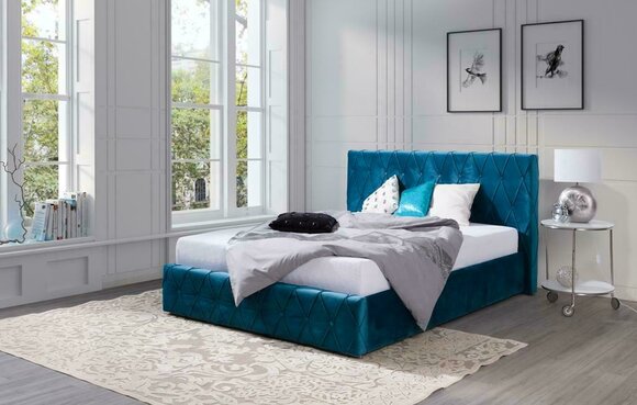 Chesterfield design leather/fabric/leather/textile upholstered double bed in modern style made of real wooden frame 160/180/200x200cm sizes