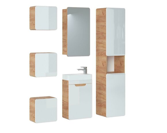 Design bathroom furniture bathroom 6 pieces. Set set of cabinet washbasin lighting