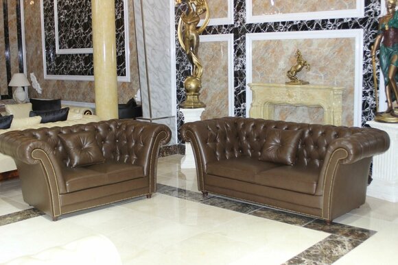 Chesterfield Sofa Set 3 2 Seater Set Upholstered Sofa Couch On Stock Leather