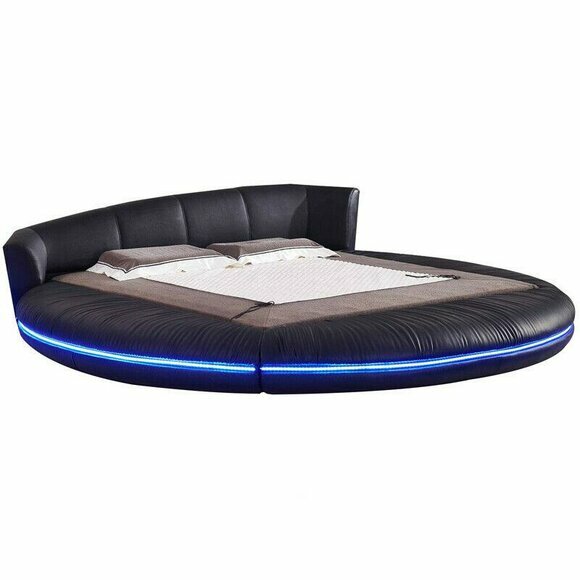 Round Design Beds Leather Round Bed Double Luxury Hotel Frame Sleep On Stock
