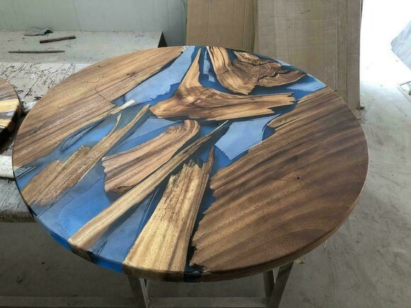 Round Tables Dining Table Design Table Modern Sea River Furniture 90 cm Epoxy Resin