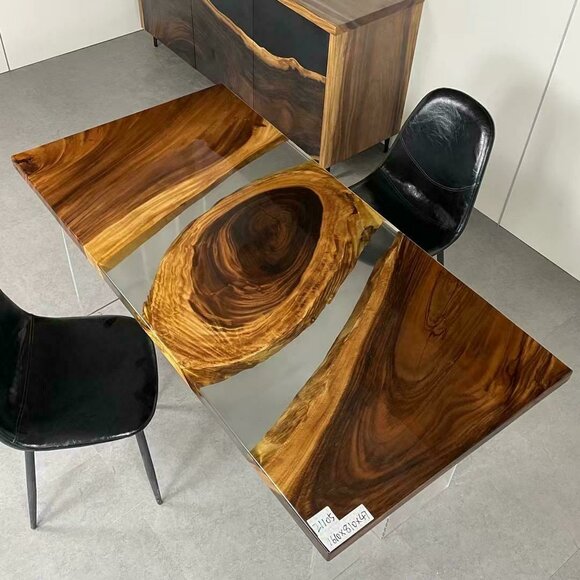 Wood Solid Furniture Dining Table Epoxy Resin Real Epoxy Table Casting Resin Waterfall