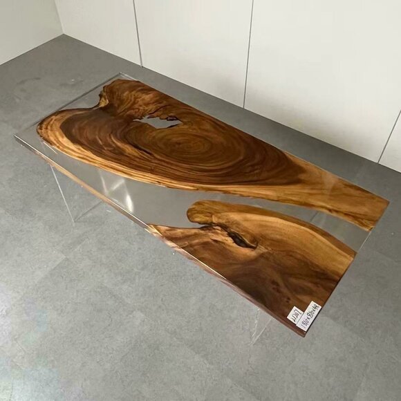 Dining Table Epoxy Resin Real Wood Solid Furniture Waterfall Epoxy Table 181x81cm