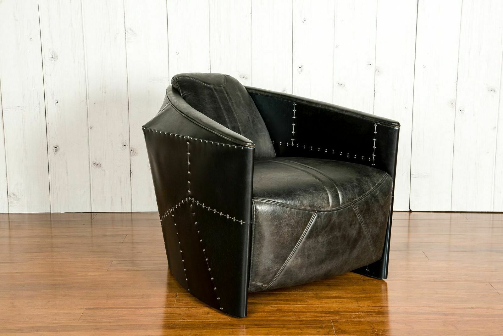 Aircraft Vintage Leather Chair Black Real Leather Retro Chair Design Club Chair
