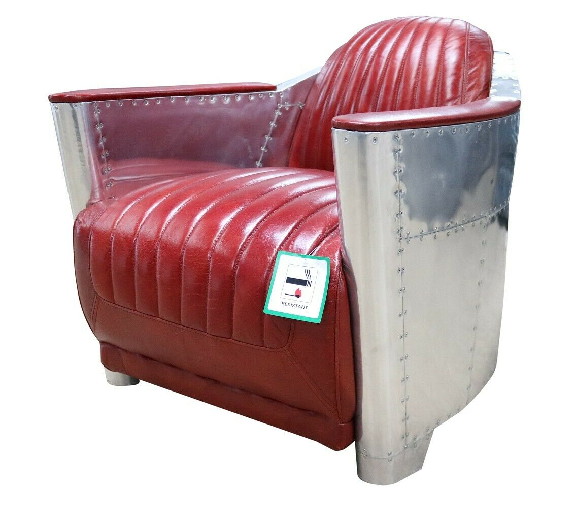 Real leather aluminum chair Cognac Airplane chair Aviator armchair New leather chair