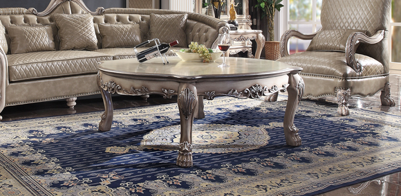 Italian Furniture Classic Style Wood Luxury Beige Coffee Table Living Room Round