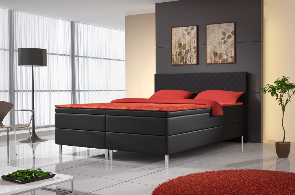 Upholstered Bed Faux Leather Designer Hotel Double Bed Luxury Design Black Frame Upholstered Bed
