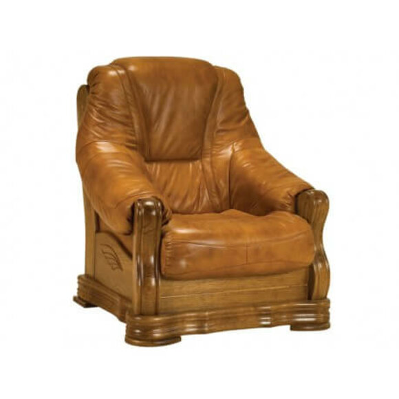 Armchair TV Wood Armchair Genuine Leather Upholstered Seat Lounge Club Furniture New