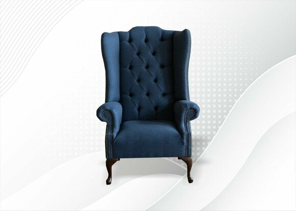 Chesterfield Armchair Textile Fabric Creative Furniture New Living Room Modern Blue Luxury