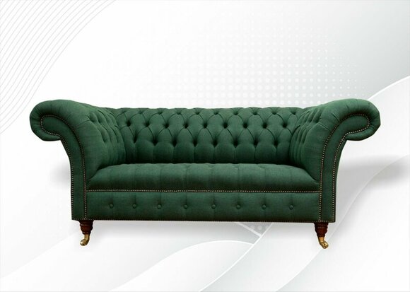 Chesterfield 2 Seater Fabric Green Textile Sofa Modern Creative Living Room Design