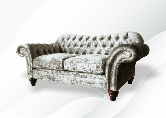 Chesterfield 2 seater silver living room couch sofas design couches sofa fabric