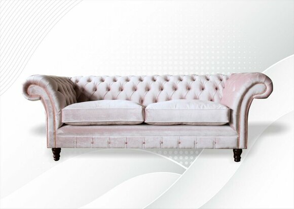 Chesterfield 3 seater pink fabric living room design couches upholstery sofa sofas