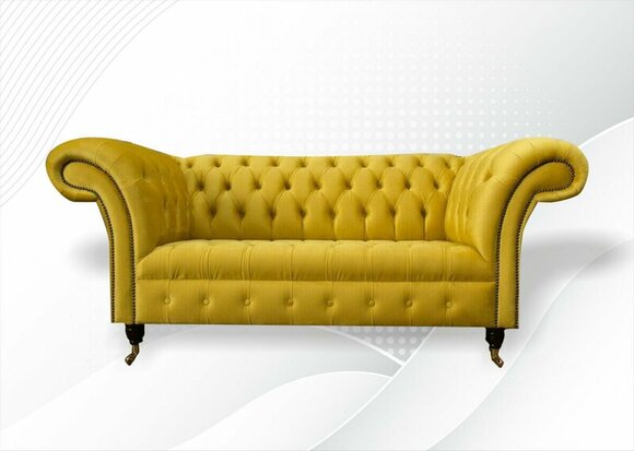 Chesterfield 2 Seater Furniture Modern Design Textile Living Room Couches Yellow Sofas