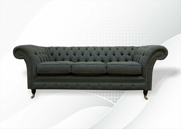 Chesterfield Three Seater Sofa Gray Modern Couches Sofas Design Couch Furniture New