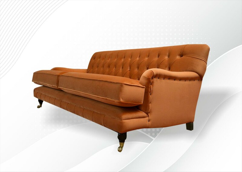Chesterfield Orange Design Couches Upholstery Sofas Couch Fabric Living Room Textile