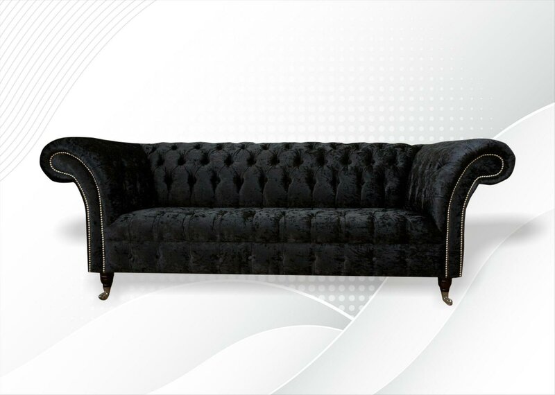 Chesterfield 3 Seater Black Fabric Living Room Design Couches Sofa Sofas Textile