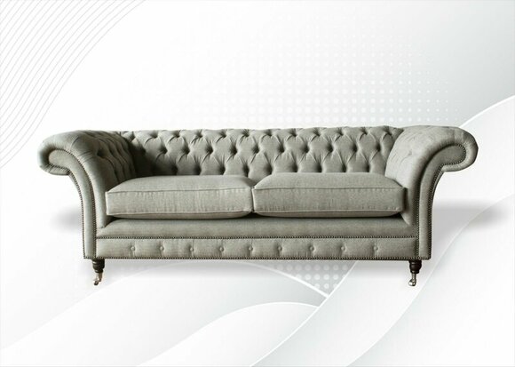 Chesterfield 3 seater textile sofa gray design couches upholstery sofas couches new