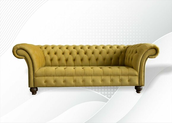 Chesterfield 3 Seater Yellow Fabric Chesterfield Design Couchen Sofas New Luxury new