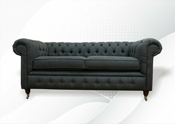 Chesterfield gray fabric living room design couches upholstery sofa new textile sofas