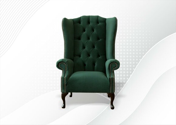 Wingback armchair velvet design upholstery sofa Chesterfield textile furniture jvmoebel ®